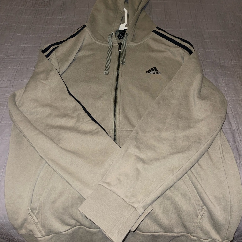 Adidas Light Gray Hoodie with Black Accents